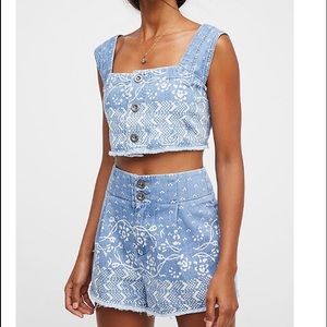 free people denim set